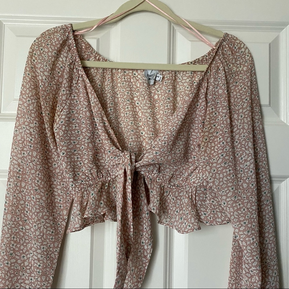 Tie front floral crop top